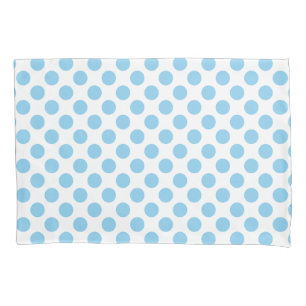 Housse D'oreillers Bébé Bleu sur Blanc Grand Taille Pois