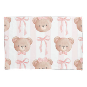 Housse D'oreillers Bébé Nounours et vaches roses