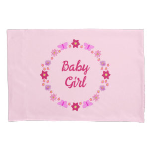 Housse D'oreillers Bébé rose Papillons et fleurs personnalisés