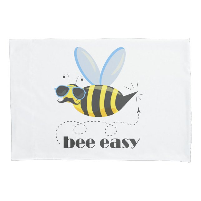 Housse D'oreillers Bee caractère avec mustache lunettes de soleil Bee (devant-gauche)