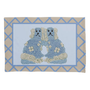 Housse D'oreillers Beige Blue Staffordshire Chiens Ginger Jars