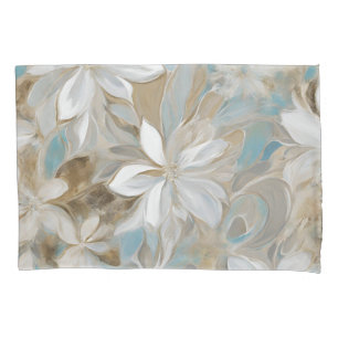 Housse D'oreillers Beige Brown Bleu Floral Turquoise