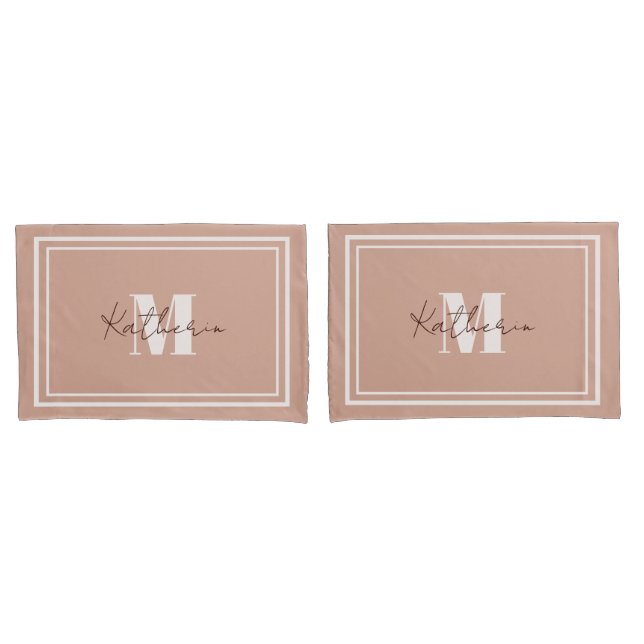 Housse D'oreillers Beige doux Nom Coussin Coque couleur D3A592 (devant-Set)