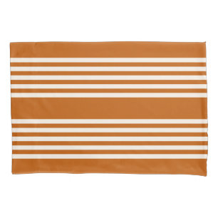 Housse D'oreillers Beige et orange brûlé cinq rayures motif