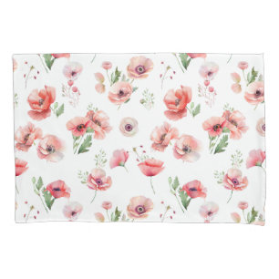 Housse D'oreillers Belle fleur rose et rouge pavot
