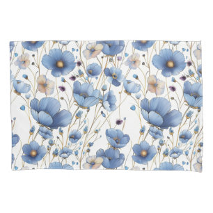 Housse D'oreillers Belle fleur sauvage bleu clair