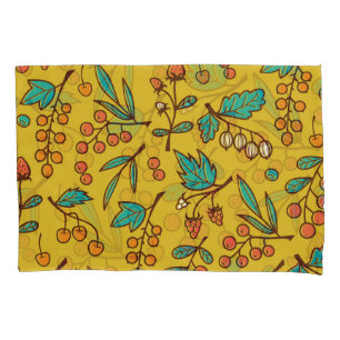 Housse D'oreillers Berries sur branches, motif naturel sans soudure.
