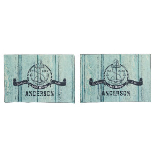 Housse D'oreillers Bienvenue au Lake House Blue Wood