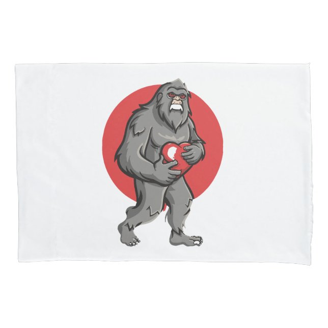 Housse D'oreillers bigfoot cœur valentines day (devant)
