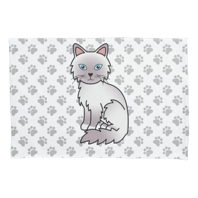 Housse D'oreillers Birman / Ragdoll Point Lilac - Chat Mignon & Patte (devant)