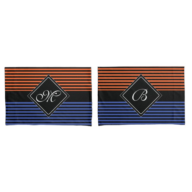 Housse D'oreillers Black Narrow Stripes + votre backgr. & idées (devant-Set)