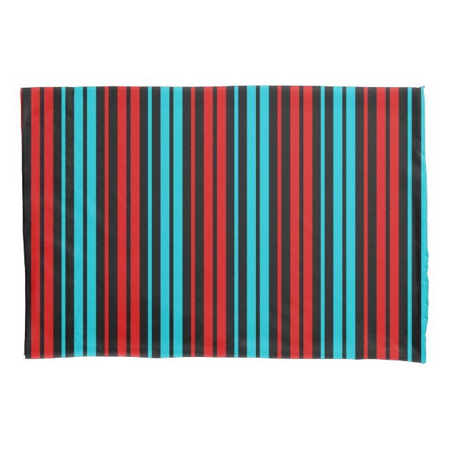 Housse D'oreillers Black Red Blue Stripes Pattern   (devant)