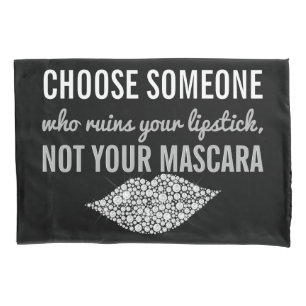 Housse D'oreillers Blanc inspiré de noir de citation de maquillage d