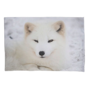 Housse D'oreillers Blanc mignon renard dans la neige vous regardant