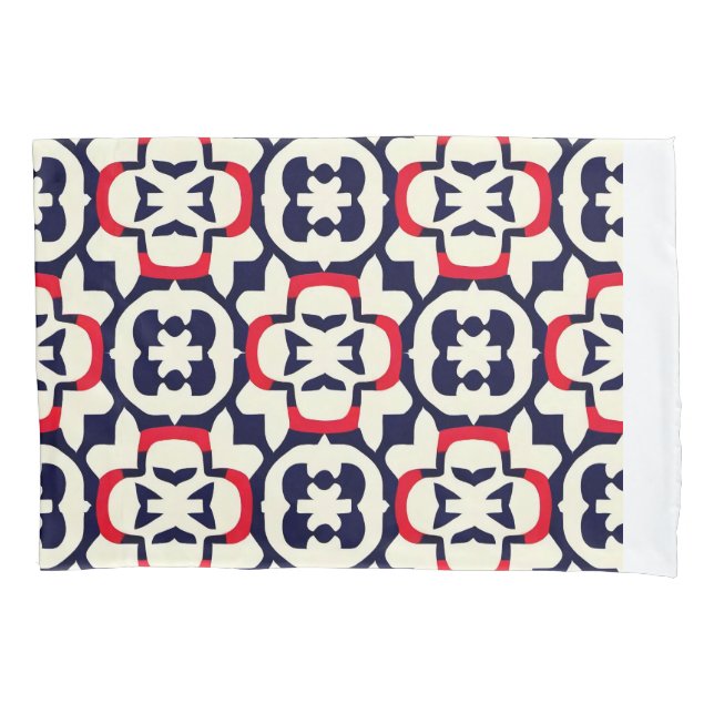 Housse D'oreillers Blanc rouge et bleu de luxe (devant)