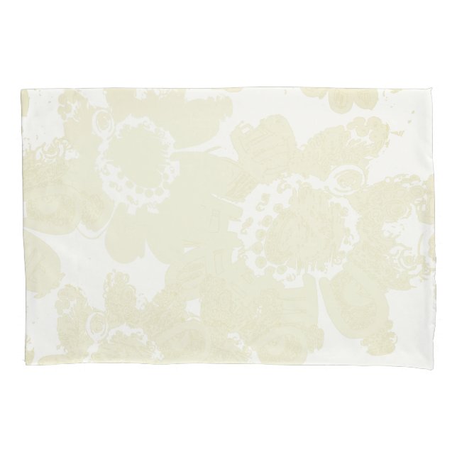 Housse D'oreillers Blanc sur blanc floral (devant)