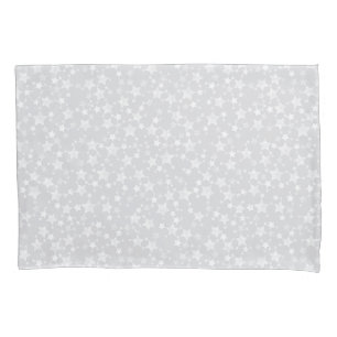 Housse D'oreillers Blanc sur gris pâle   Motif d'étoiles d'impression
