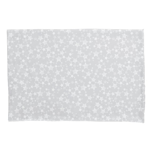 Housse D'oreillers Blanc sur gris pâle | Motif d'étoiles d'impression (devant-gauche)