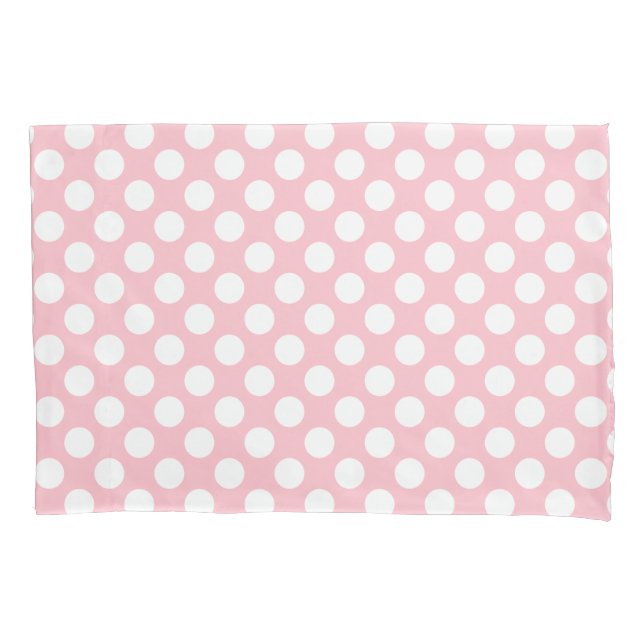 Housse D'oreillers Blanc sur rose grand format Pois (devant)