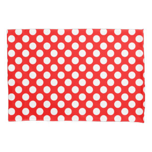 Housse D'oreillers Blanc sur rouge grand format Pois
