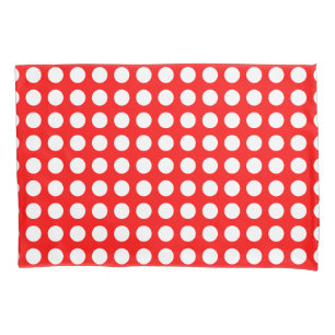 Housse D'oreillers Blanc sur rouge grand format Pois horizontaux