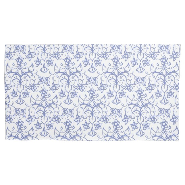 Housse D'oreillers Bleu Blanc Persiennes Floral Lace Motif (devant-gauche)