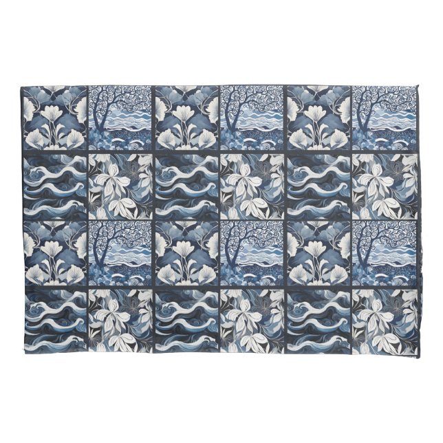 Housse D'oreillers Bleu de marine moderne (devant-gauche)