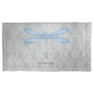Housse D'oreillers Bleu Dragonfly Damas