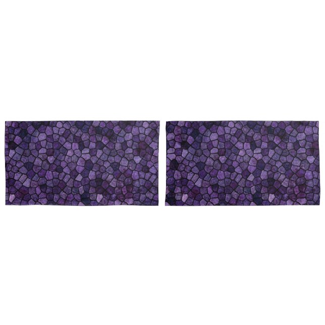 Housse D'oreillers Bleu Encrier Pavé Patchwork Motif Terrazzo (devant-Set)