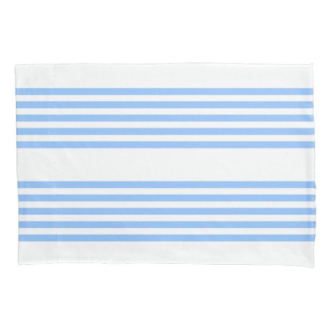 Housse D'oreillers Bleu et blanc cinq bandes motif (devant)