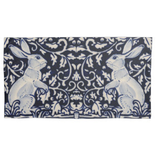 Housse D'oreillers Bleu et blanc Lapin Défilé Nature Taille King