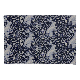 Housse D'oreillers Bleu et blanc lapin lapin Elégant Art Cobalt Mari