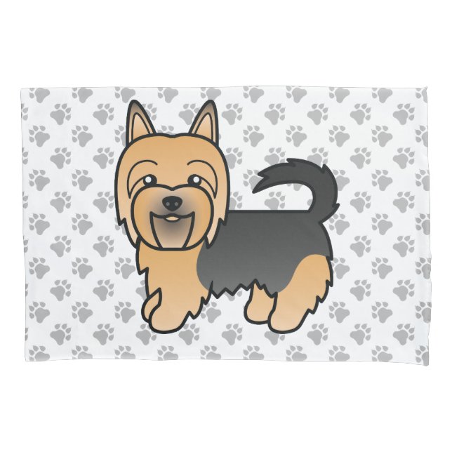 Housse D'oreillers Bleu Et Tan Australien Terrier Cute Dessin Chien (devant)