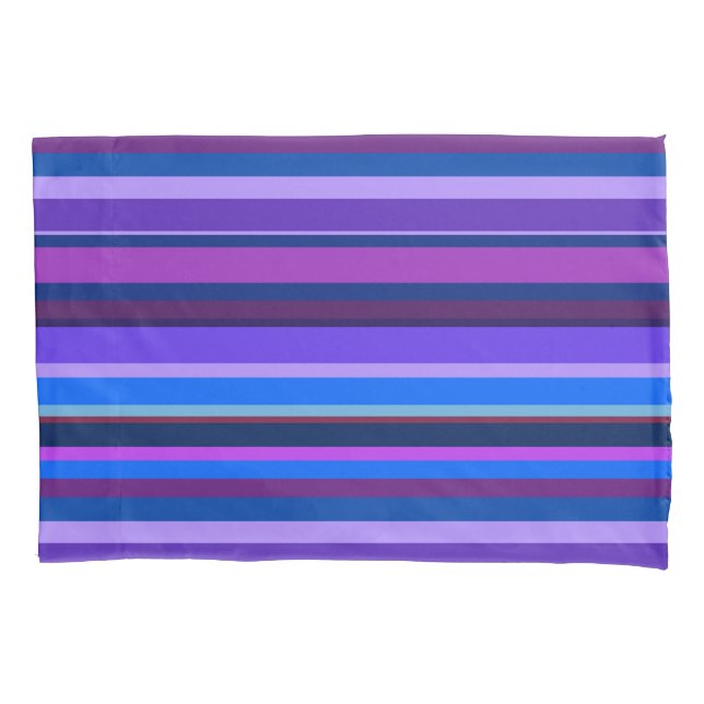 Housse D'oreillers Bleu et violet bandes horizontales (devant)