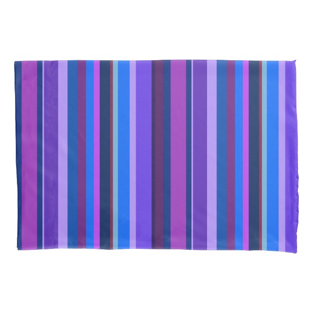 Housse D'oreillers Bleu et violet bandes verticales (devant)