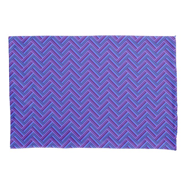 Housse D'oreillers Bleu et violet rayures double tissage (devant)