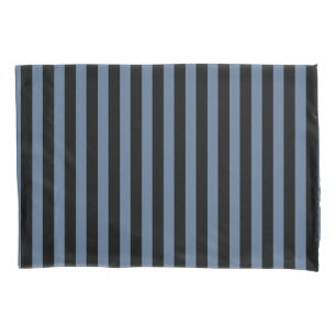 Housse D'oreillers Bleu gris et noir rayures