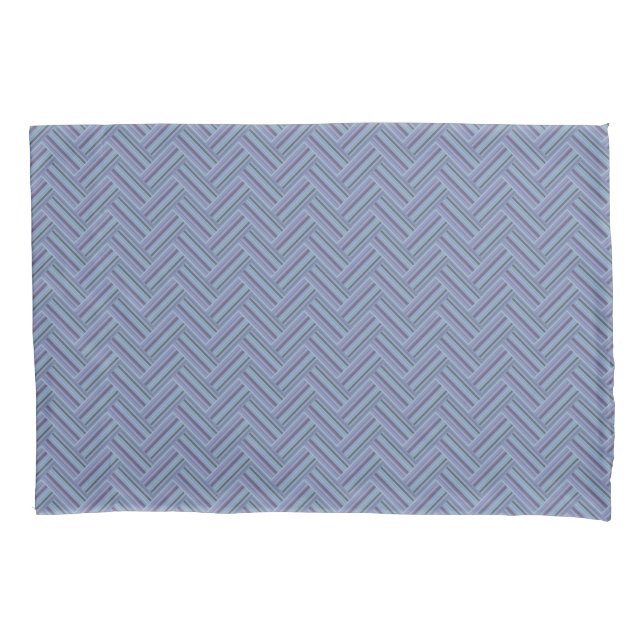 Housse D'oreillers Bleu gris rayures motif double tissage (devant)