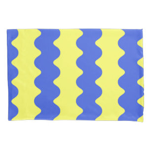 Housse D'oreillers Bleu Lime Wavy Stripe Moderne Accent Literie