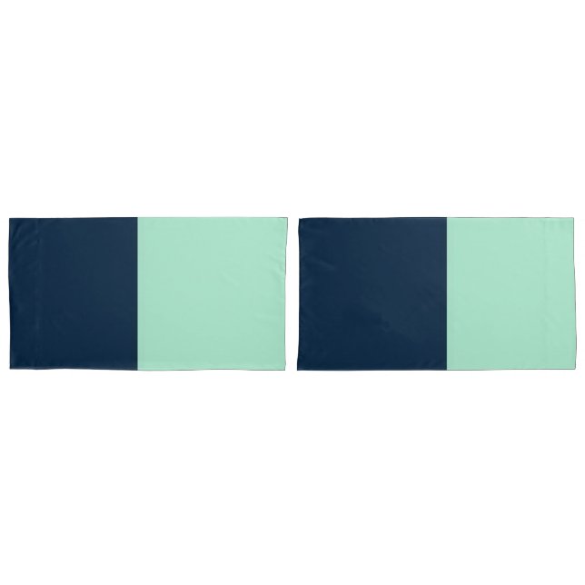 Housse D'oreillers Bleu marin et Mint (devant-Set)