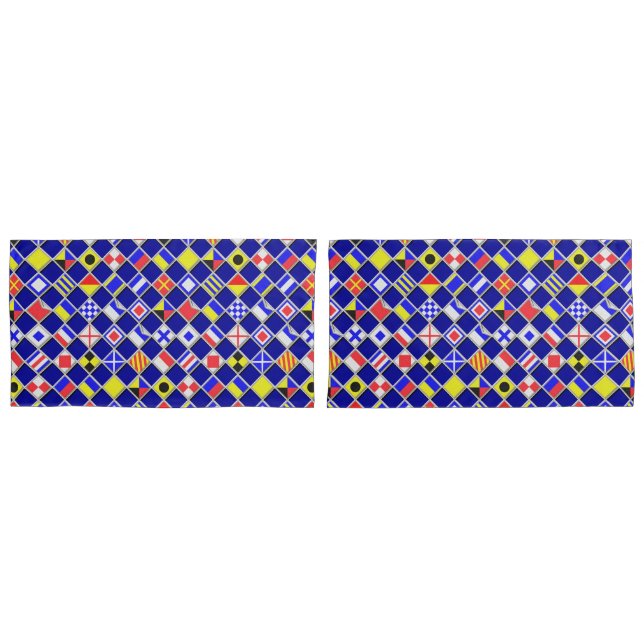 Housse D'oreillers Bleu marine Checkered de drapeaux de signal (devant-Set)