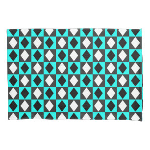 Housse D'oreillers Bleu noir blanc géométrique Rhombus Diamant