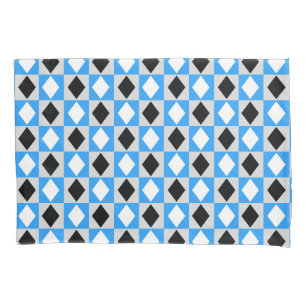 Housse D'oreillers Bleu noir blanc géométrique Rhombus Diamant