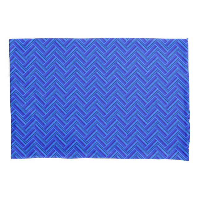 Housse D'oreillers Bleu rayures double motif (devant)