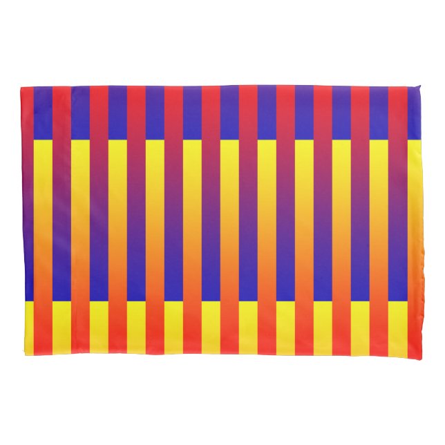 Housse D'oreillers Bleu rouge rayures jaunes (devant)