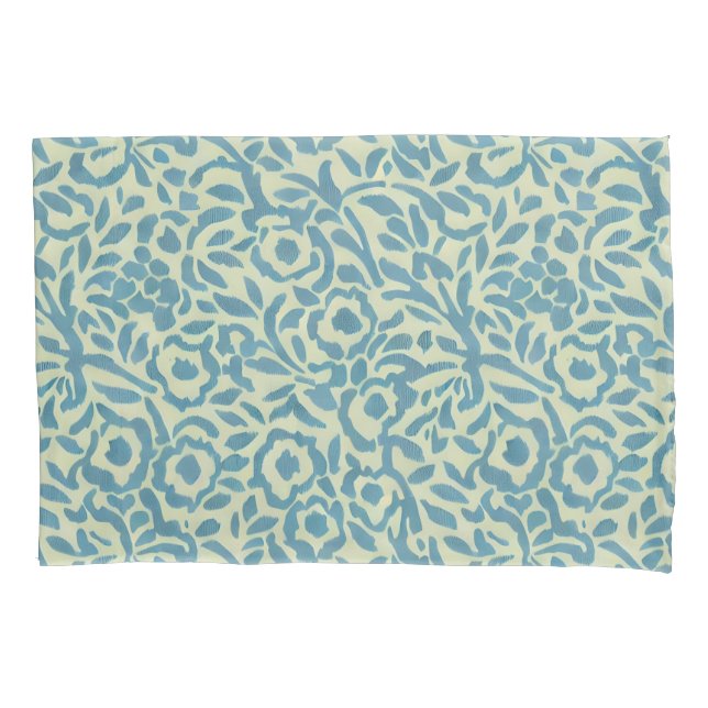 Housse D'oreillers Bleu sarcelle élégant et floral abstrait vert (devant)