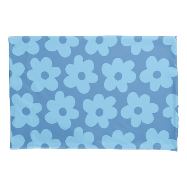 Housse D'oreillers Bleu Whimsical Floral Retro, Gai, Preppy (devant)