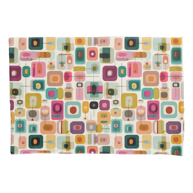 Housse D'oreillers Blocs couleur RETRO Mid Century Modern Art Motif (devant)