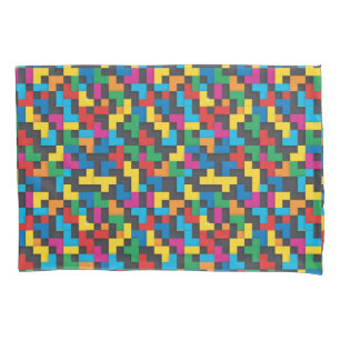 Housse D'oreillers Blocs Rétro Tetris Motif Sans Couture