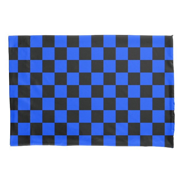 Housse D'oreillers Blue and black checkerboard pattern (devant-gauche)
